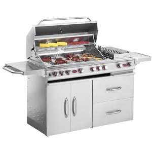 Cal Flame 40 Inch 5 Burner Propane Gas Grill On Cart With Double Side 