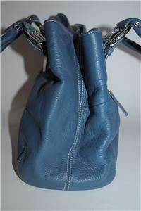 TIGNANELLO BLUE LEATHER PURSE shoulder bag SILVER HARDWARE white 