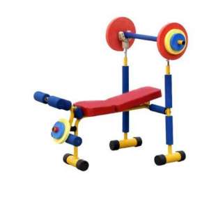 Childrens Kids Pretend Play Weight Lifting Bench Set  