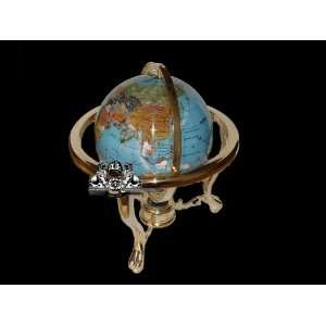  14 Turquoise GEMSTONE GLOBE with Gold Stand