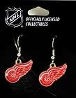 NHL Detroit Red Wings Logo Fish Hook Earrings Licensed