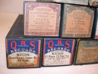 Lot of 18 Vintage Player Piano Rolls, QRS, Ampico, Imperial, Apollo 