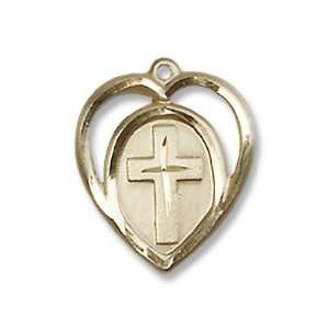  Gold Filled Heart/Cross Pendant Gold Filled Lite Curb 