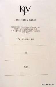 KJV, The Holy Bible. King James Authorised Edition. 400th Anniversary 