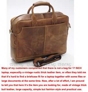 Cowhide 17 Laptop Briefcase Messenger Bag Tote Bag  
