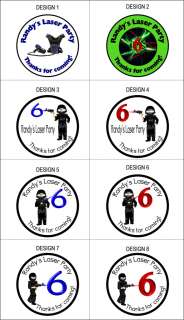 48 round laser tag party labels 2.5 stickers favors  