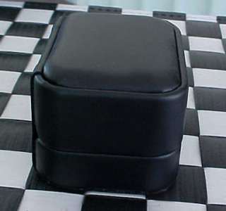 NEW Black LEATHER High End DOUBLE RING Set Gift Box  