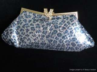 Blue Leopard Print Clutch purse handbag wedding prom bridesmaid  