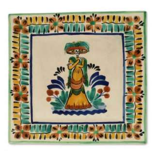LA CATRINA Mexican Ceramic ART PLATE Dia de Los Muertos Pottery 