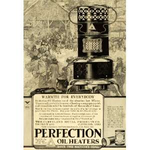  1918 Ad Perfection Oil Heaters Cleveland Metal Save Coal 