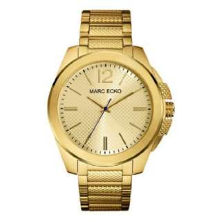 Marc Ecko Mens E12587G2 The Hudson 3 Hand Gold Bracelet Watch 