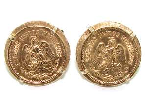 Mens Estate Pair $5 Peso Mexican Gold Coin Cufflinks   