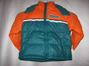 Miami Dolphins NFL Toddler Winter Bubble Hoody Jacket Size 2T  