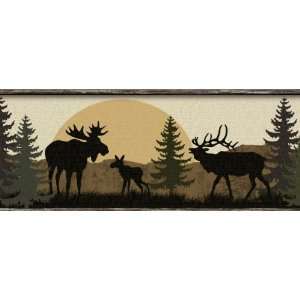    Moose Bear and Elk Silhouettes Wallpaper Border: Home Improvement