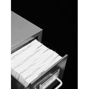  Metal Filing Cabinet Drawer Full of Index Cards Filed 