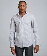John Varvatos ocean blue striped club collar button front shirt style 