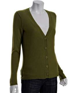 Magaschoni chartreuse cashmere basic v neck cardigan   up to 