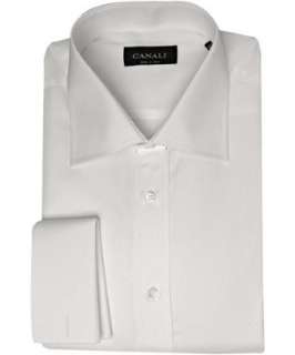Canali white diamond french cuff dress shirt  