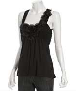 Casual Couture by Green Envelope black jersey rosette halter top style 