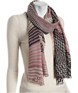 La Fiorentina pink geometric wool cashmere Zig Zag scarf  BLUEFLY 