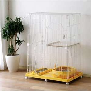  2 Tier Wire Cat Cage with a Cat Litter Pan & Scratcher Set 