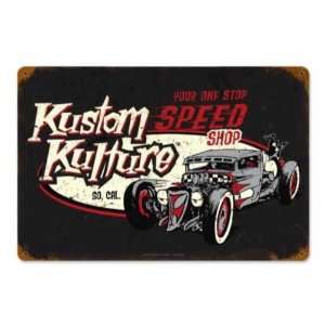  Kustom Kulture Hot Rod Vintage Metal Sign Speed Shop: Home 
