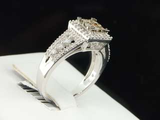   Gold Princess Cut Brown Chocolate Diamond Engagement Ring Set  