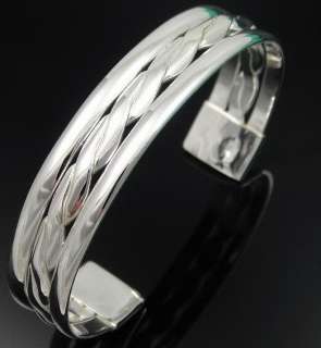 SILVER PLATED TWISTED CUFF BANGLE/BRACELET HOT NEW BA25  