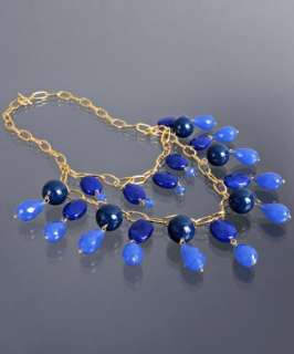 Wendy Mink blue quartz and resin layered bib necklace   up to 
