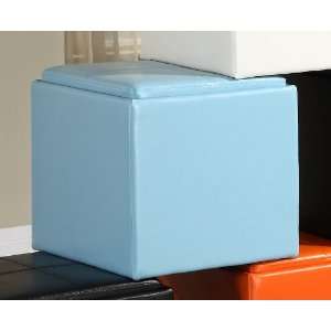  Storage Cube Ottoman in Blue Bi cast Vinyl of Ladd 