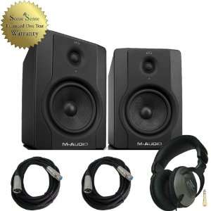  M Audio BX5 D2 Studio Monitors with VT1 headphones and XLR 