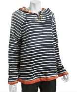 style #305889701 indigo striped washed cotton layered hoodie