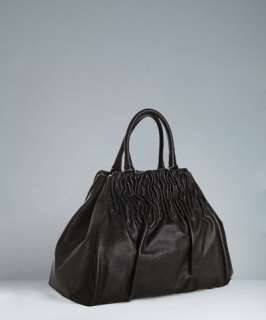 Yves Saint Laurent black calfskin Smocky top handle bag