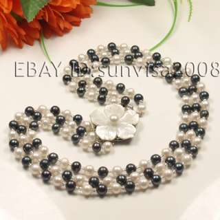 best buy 3 rows 7 8mm white black cultured pearl necklace 15 16.5 18 