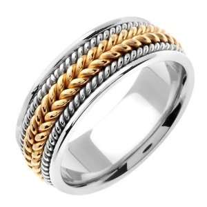   Tone Gold comfort fit Double Rope Braided Mens Wedding Band Jewelry