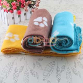   Handcrafted Cozy Warm Paw Prints Pet Dog Cat Fleece Blanket Mat  