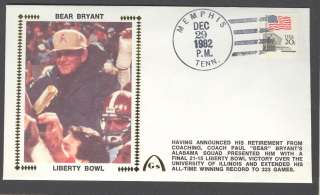 Paul Bear Bryant Photo 1982 First Day Cover Framed  