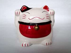 Porcelain Japanese MANEKI NEKO Lucky Cat PIGGY BANK  