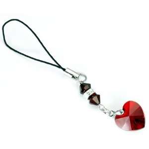   with RED HEART CRYSTAL Mobile Cell Phone Charm  