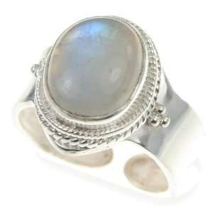    925 Sterling Silver RAINBOW MOONSTONE Ring, Size 8, 5.55g Jewelry