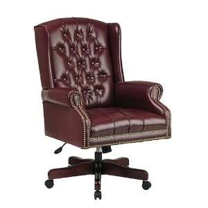  Burgundy Vinyl Executive Traditional Chair: Home & Kitchen