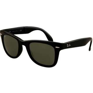 Ray Ban 4105 Folding Wayfarer Sunglasses Black Grey Grenn G 15 XLT 