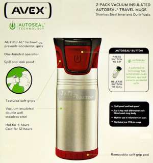   AutoSEAL Insulated Coffee Travel Mug Eco Thermos Stainless Red NEW