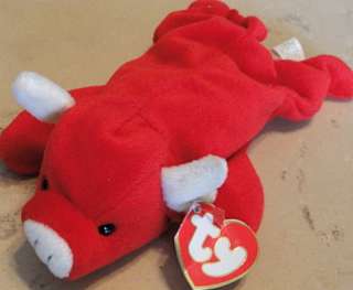 tabasco the red bull retired ty beanie baby 9 long laying down bull 