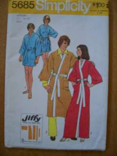 1973 MENS LONG, SHORT KIMONO ROBES SEWING PATTERN 38 40  