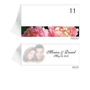 50 Photo Place Cards   Twin Peach Roses on Black
