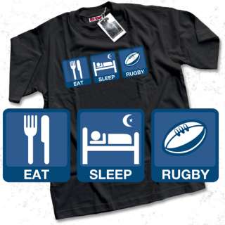 Eat Sleep Rugby Mens Black T Shirt All Blacks Springbok  