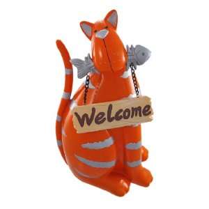   : Orange Tabby Cat Welcome Sign Piggy Bank Coin Money: Home & Kitchen