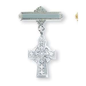 Tiny Cross Bar Pin   Boxed St Sterling Silver Religious Saint Jewelry 
