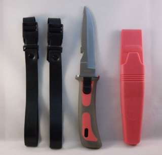 Scuba Diver Knife Pink Sheath Diving Gear Navy Seal Leg & Arm Straps 